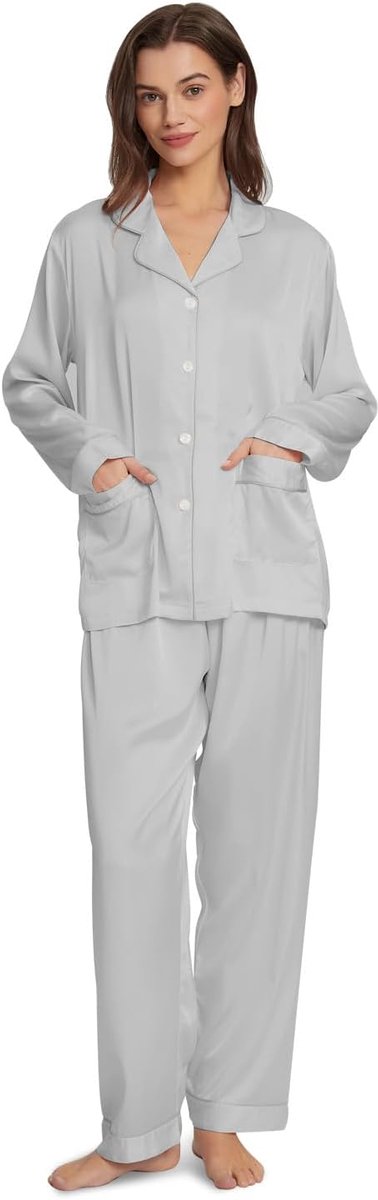 Korte Mouwen Pyjamaset van Licht Elastisch Satijn – Zomer Maat S-2XL