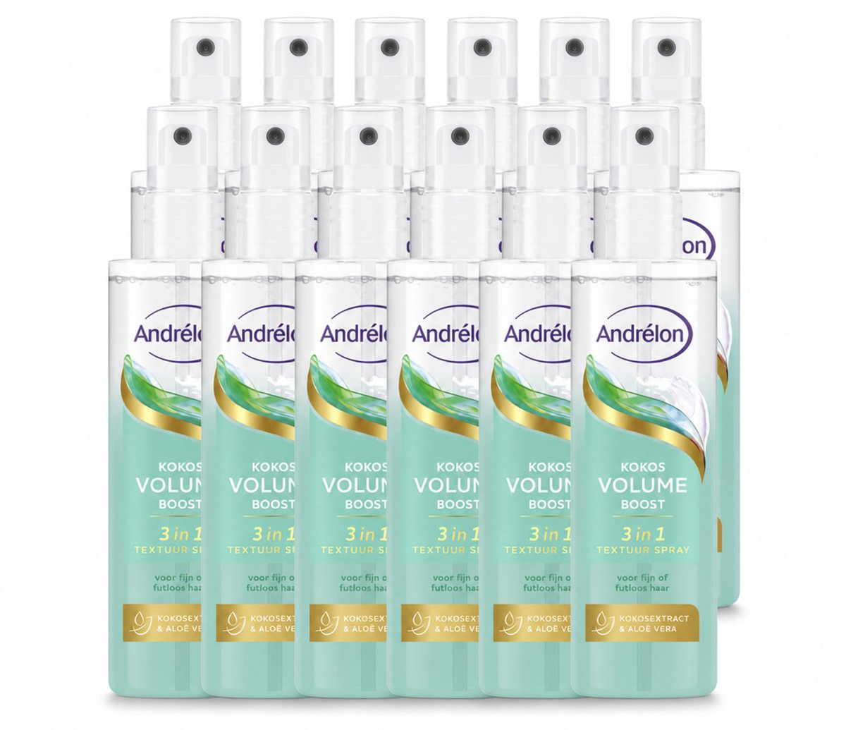 12 x Andrélon – Textuur Spray 3-in-1 – Kokos Volume Boost – 150 ml - Voordeelverpakking - 12 stuks