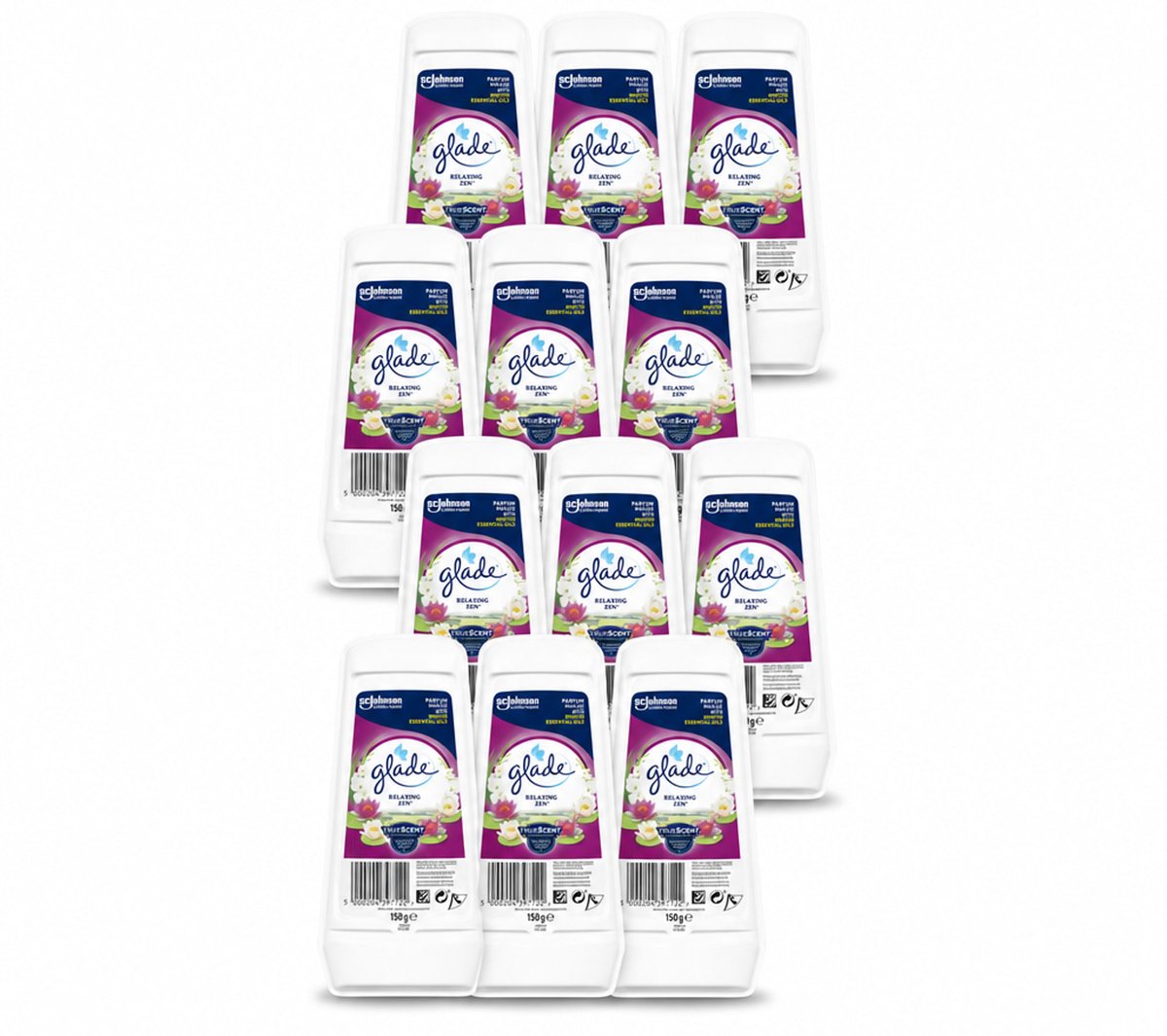 12 x Glade – Luchtverfrisser Gel – Relaxing Zen – 150 g - Voordeelverpakking - 12 stuks