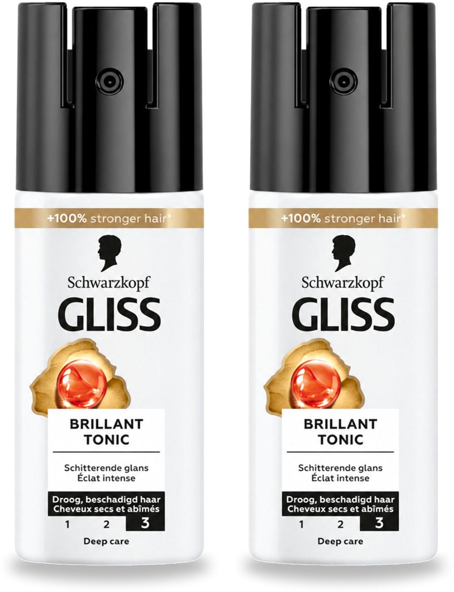 2 x Gliss - Total Repair Brilliant Tonic - Voor Droog en Beschadigd Haar - 100 ml - Bulkverpakking - 2 stuks
