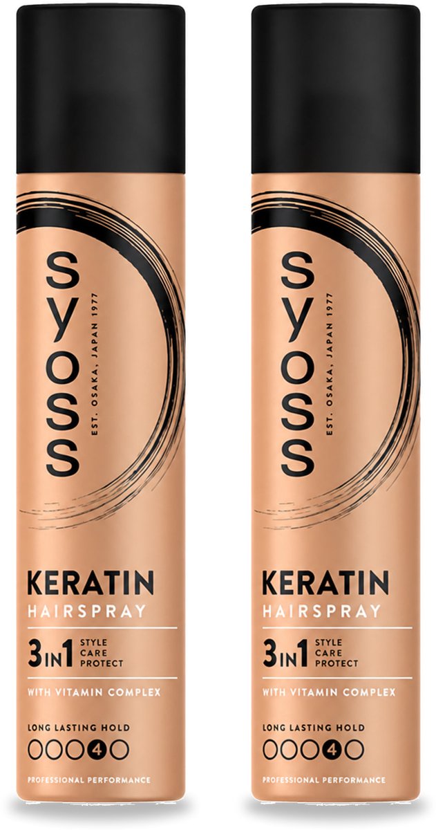 2 x Syoss - Keratin - Haarspray - Versterkt & Fixeert - 300 ml - Voordeelverpakking - 2 stuks