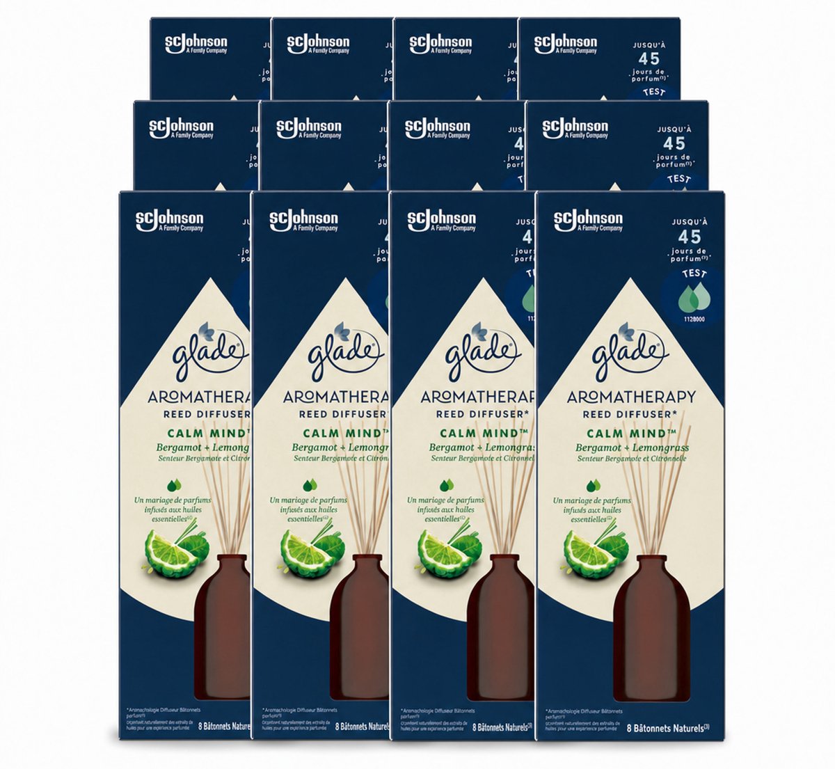 12 x Glade - Geurstokjes Calm Mind - Aromatherapie Geurverspreiding - 80 ml - Voordeelverpakking - 12 stuks