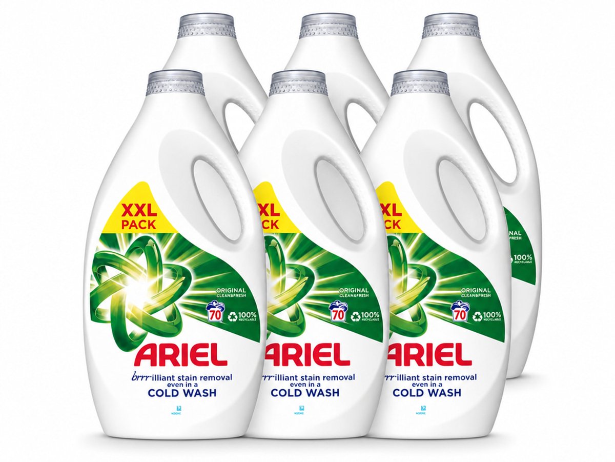6 x Ariel - Wasmiddel - Original - 70 Wasbeurten - 2,45 liter - Voordeelverpakking - 6 stuks