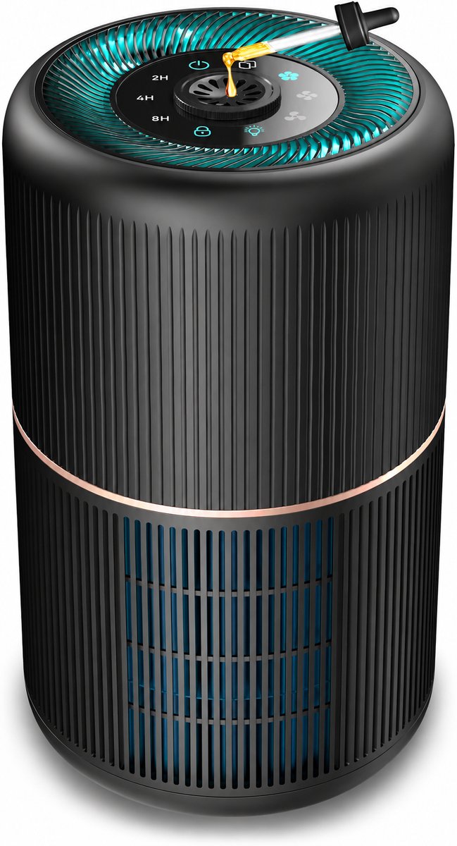 Luchtreiniger met HEPA-filter - Met Aromatherapie en Nachtlampje - Voor Stof Pollen Geuren en Schimmelsporen - 99,97% Filtratie tot 0,1 Micrometer - Voor Slaapkamer en Woonruimte