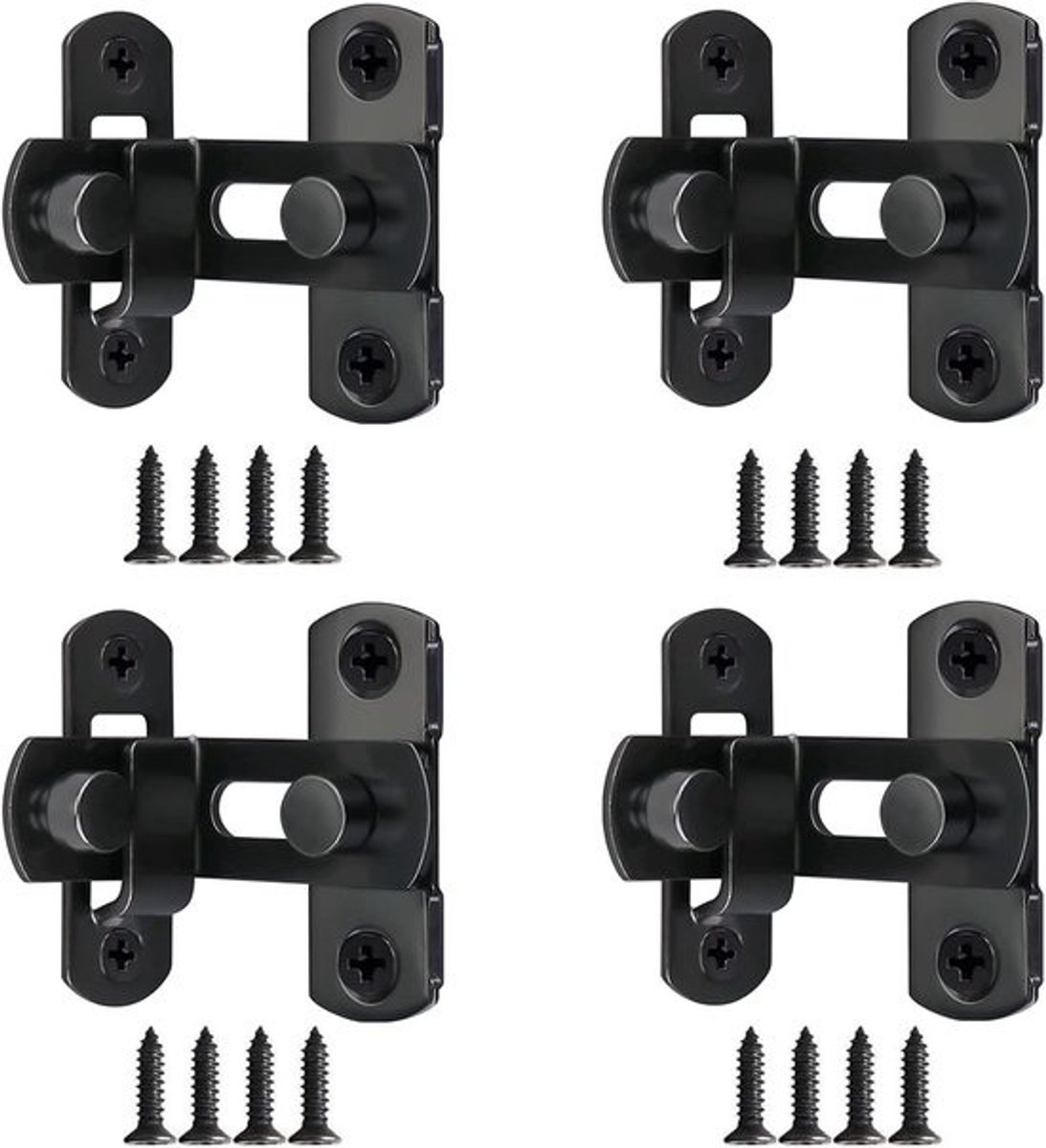 4 stuks 90 graden deurslot flip latch - 3" RVS, zwart