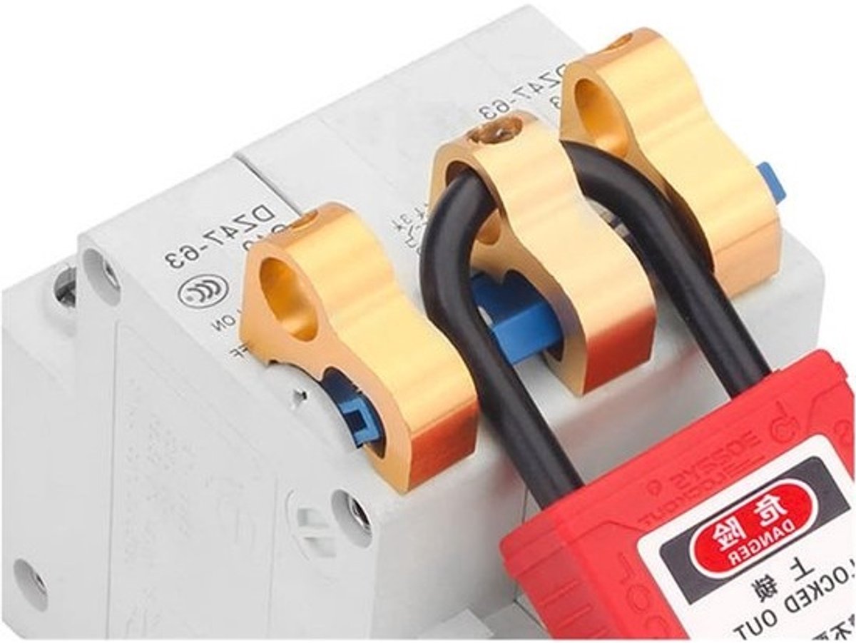 Complete Lockout Tagout Set met 2 RVS Rode Hangsloten voor Veiligheid bij Schakelaars en Stopcontacten