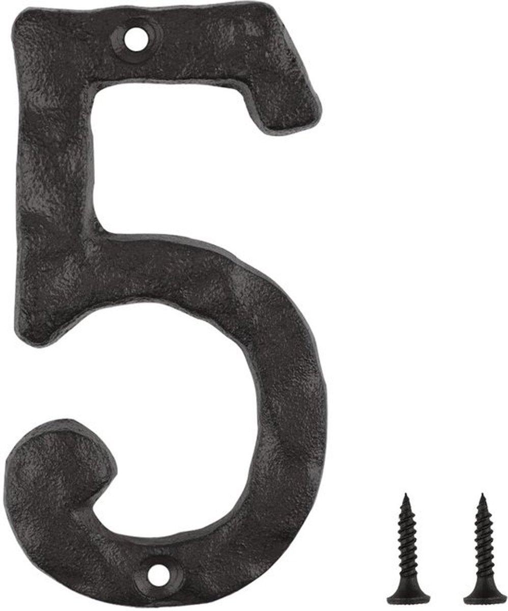 Dailygoods- Huisnummer van 14 cm - Zwart - Metalen nummer voor het huis - Duurzaam uitgevoerd - Geschikt voor buiten - Inclusief schroeven - Adresnummer