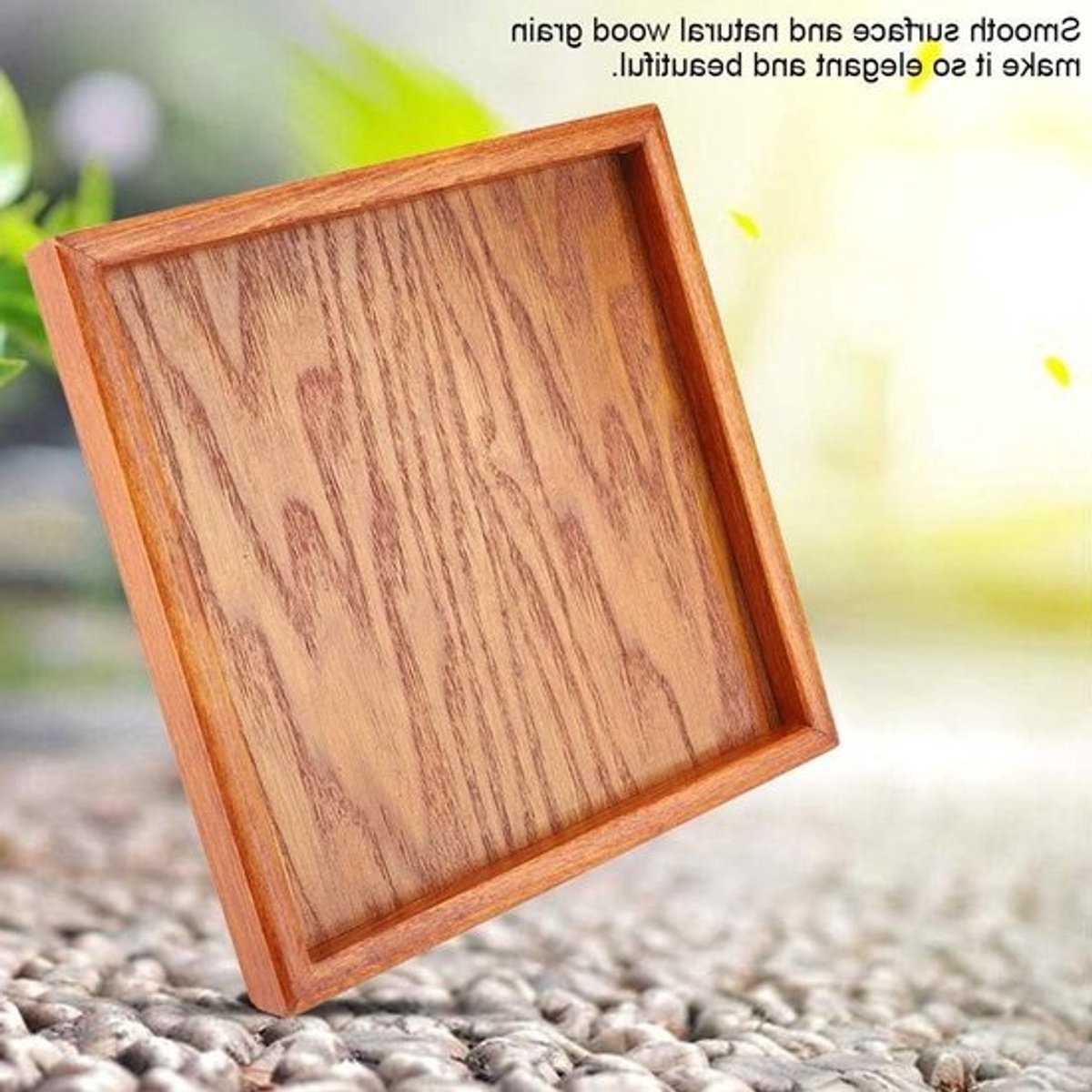 Vierkant houten dienblad - Stevig decoratief dienblad - voor koffie, thee, snacks en ontbijt - 18 x 18 cm - Perfect voor feestjes - en keukendecoratie — cadeau in Koken & Dineren - foto 3