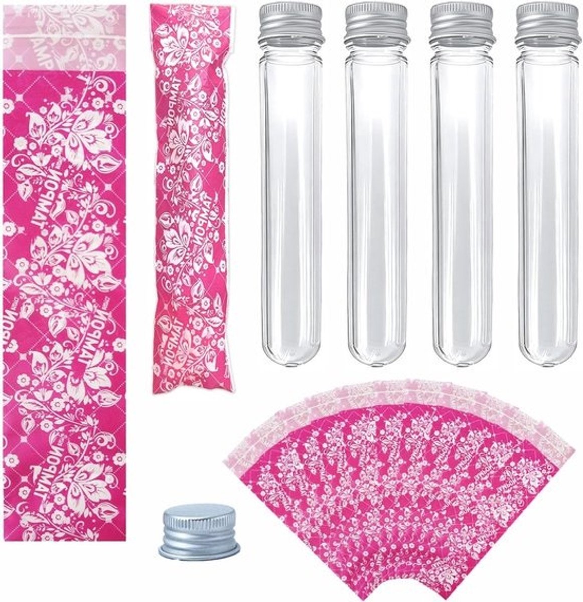 Verborgen alcoholcontainer voor vrouwen - 5 tubes van 25ML - 20 tampon wraps - Perfect voor feesten en festivals - Discreet en handig - Om alcohol te verbergen