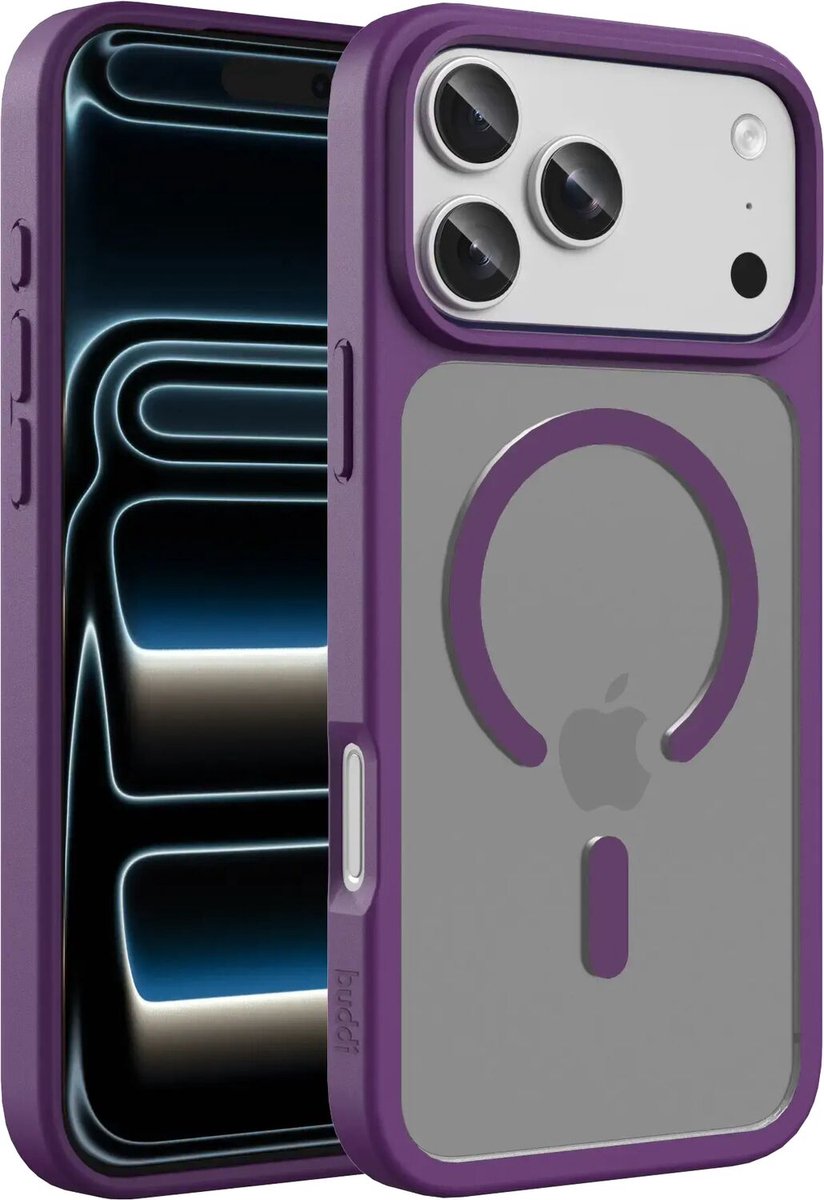 Buddi Frost Hoesje Geschikt voor Apple iPhone 17 Pro Max - Mat Paars - MagSafe Back Cover - Matchende kleur - Shockproof - Slank