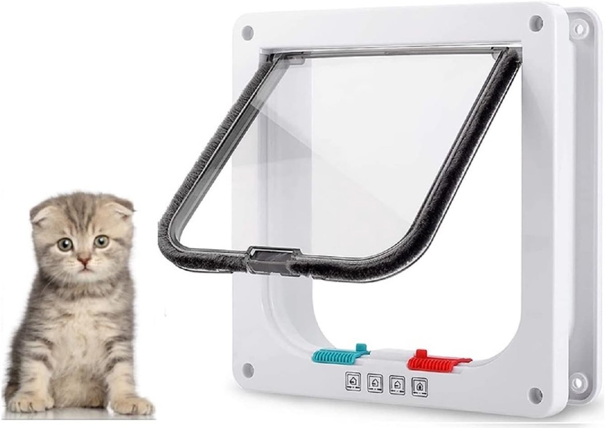 Kattendeur voor honden en katten, bestuurbaar, ABS-materiaal (wit)