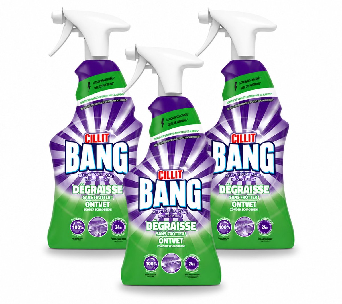 3 x Cillit Bang – Schoonmaakspray – Universal Ontvetter – 750 ml - Bulkverpakking - 3 stuks