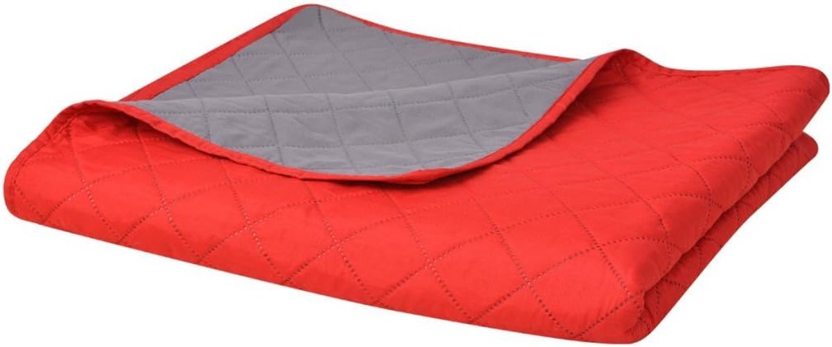 Tweezijdig dekbed sprei gewatteerde sprei 220x240cm Warm deken Machine wasbaar Rood / Grijs