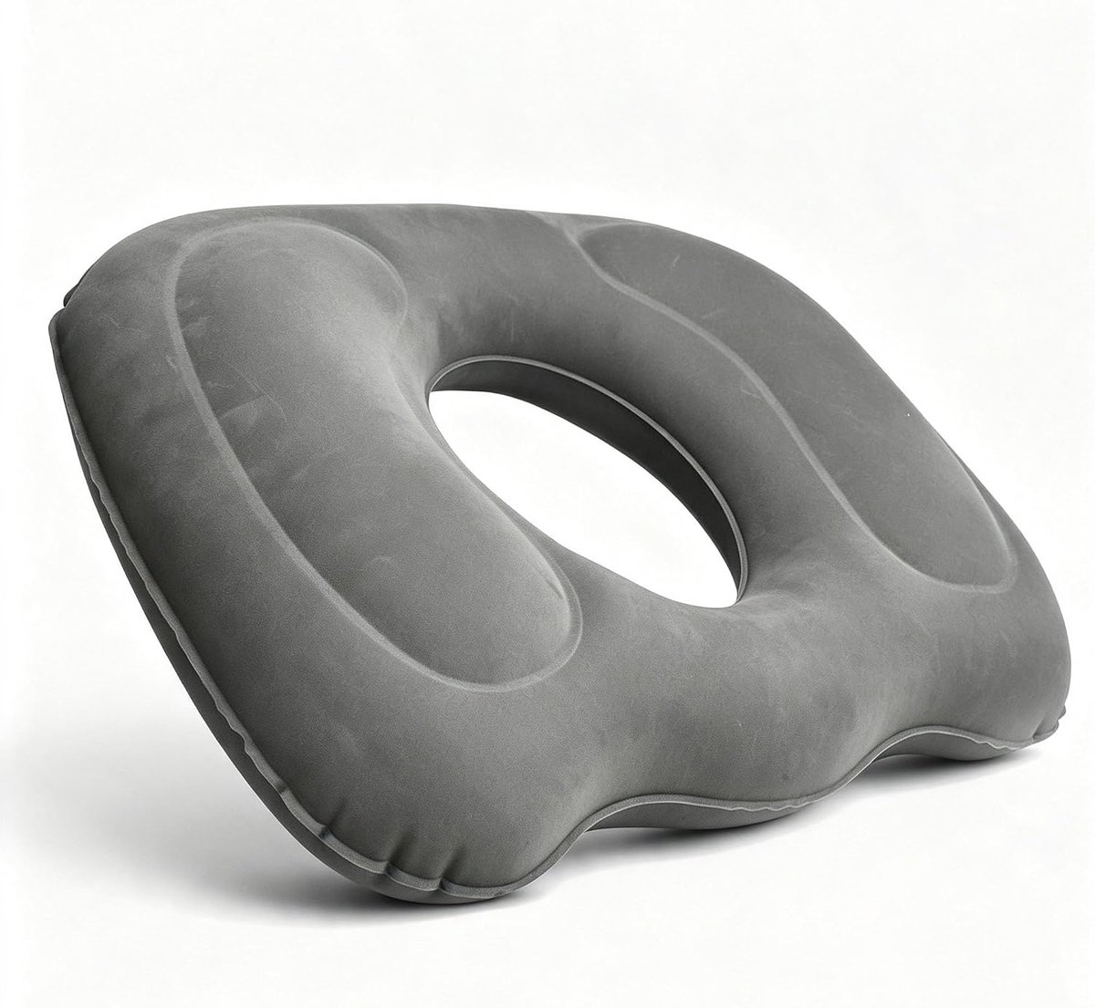 Opblaasbare zitring, ergonomisch donutkussen voor stuitbeen en billen, grijs, 45 x 40 x 11 cm