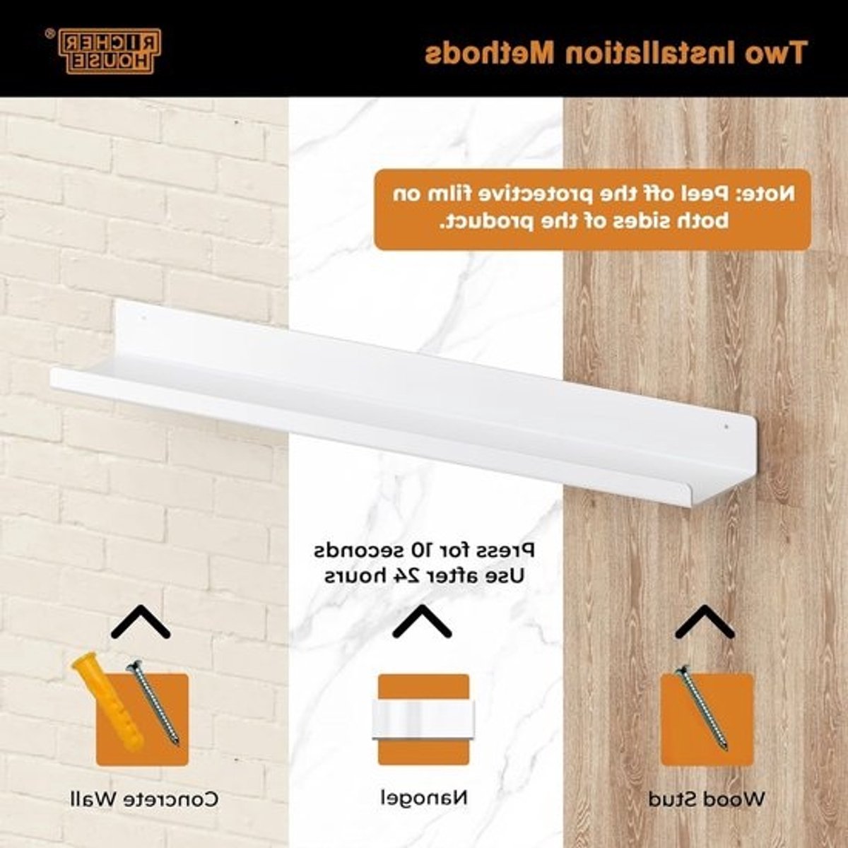 24 inch witte acrylaat wandplanken - 2 stuks voor vinyl, boeken en decoratie