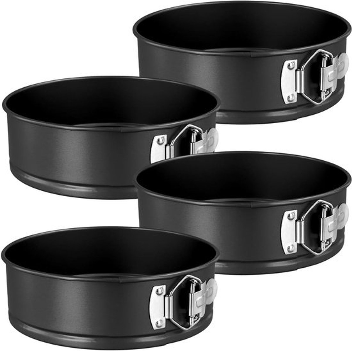 4 stuks ronde taartvormen - 20 cm, antiaanbak-bakvormen voor cheesecake - Voor thuis en professionele keukens