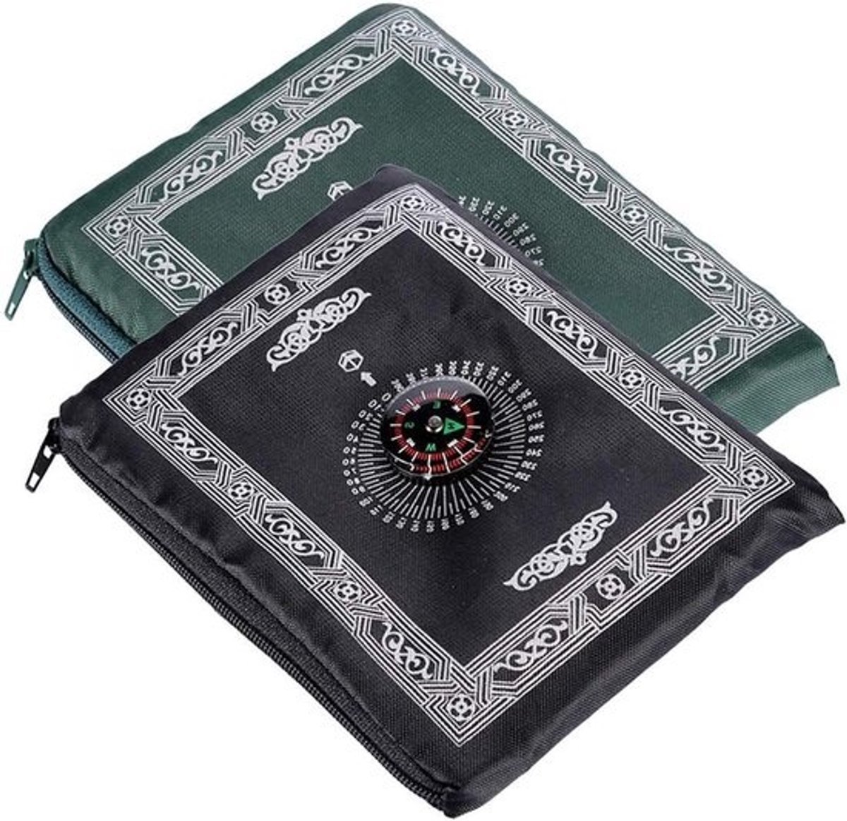 Draagbare reisgebedmat met kompas en tas - Polyester, 60 x 100 cm, 2 stuks