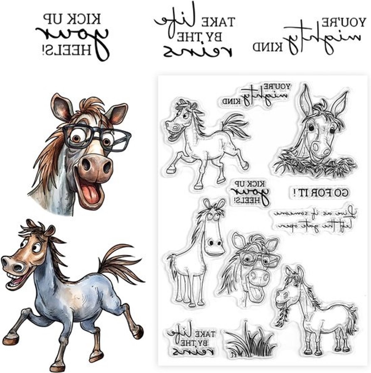 grappige transparante cartoonpaardenstempels voor kaartontwerp - creatieve dierenstempels voor DIY-scrapbooking en fotoalbumdecoratie