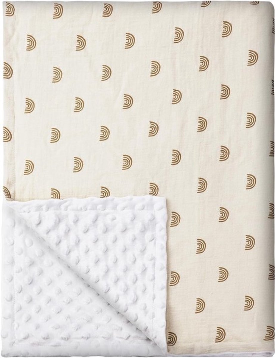 Zacht pluche dekentje 75 x 100 cm met dots - voor kinderwagen, babybed en peuter