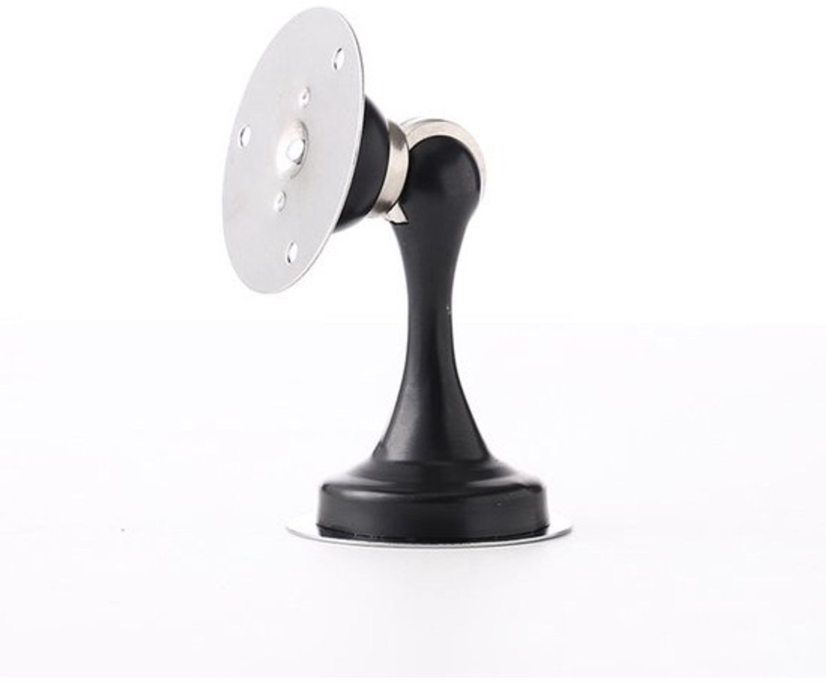 Deurstopper - Magnetische deurstopper - Zelfklevend en met schroeven - RVS-deurhouder - Zwart - Wandmontage en vloermontage - Deurstop voor zware deuren