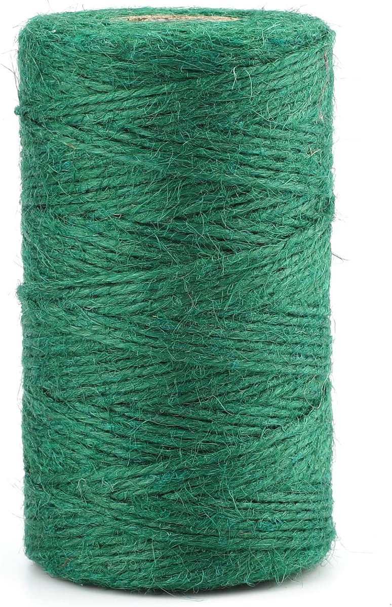 100 meter groene jutetouw, 2 mm jutesnoer voor tuin, 3-laags knutseltouw voor knutselen, jute decoratiekoord voor DIY ambachten, tuinieren