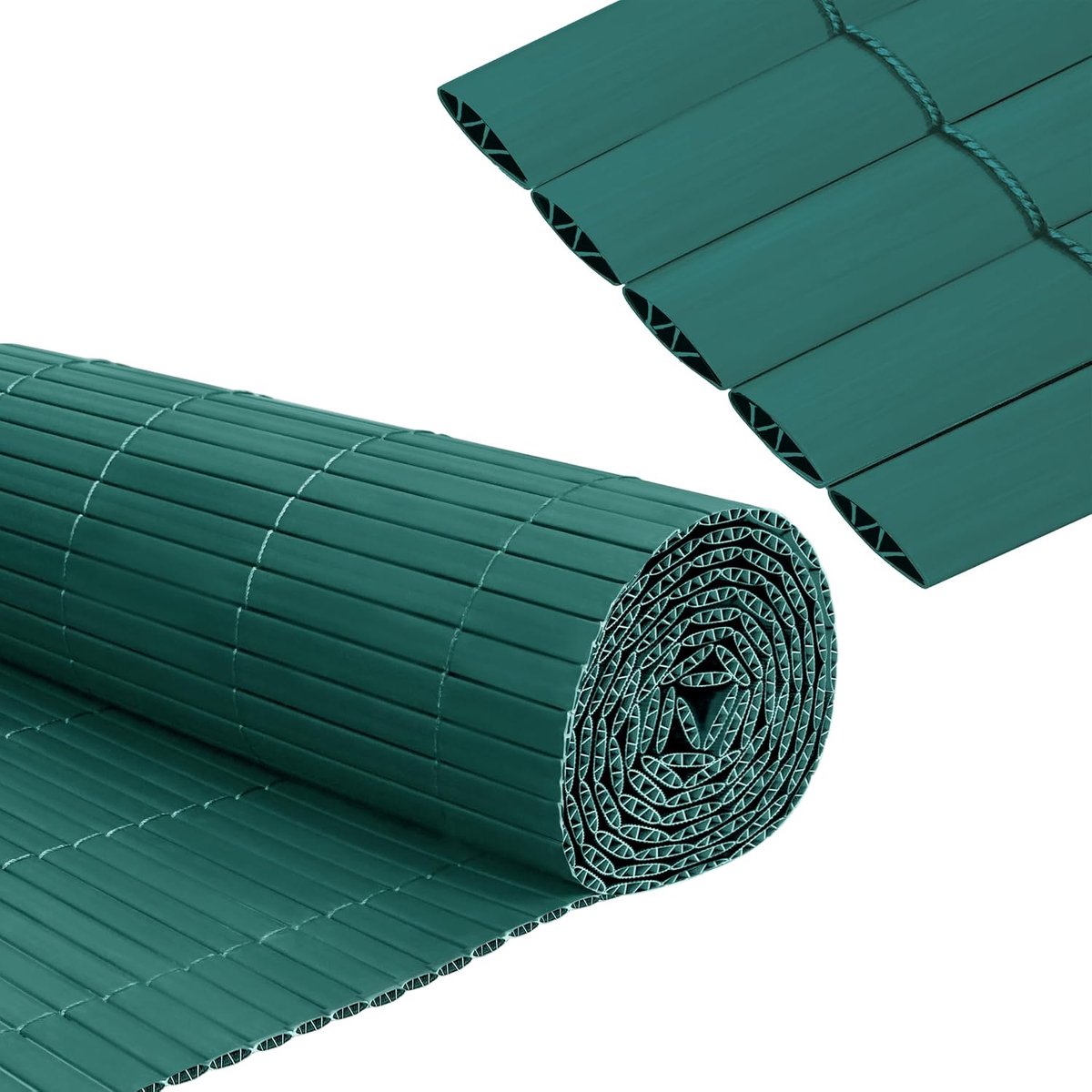 PVC inkijkbeschermingsmat, inkijkbescherming, imitatie bamboe met kabelbinders en W-vormige versterkte lamellen, weerbestendig, balkon, inkijkbescherming, voor buiten, tuin, inkijkbescherming,