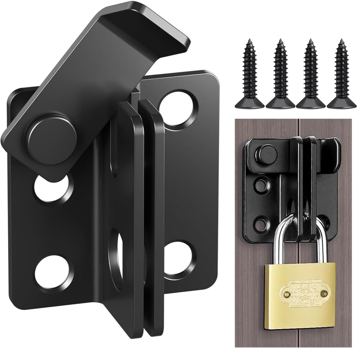 Lock Flip deur Bolt Lock Gate Latch Lock Hangslot Hasp voor Houten Kast Huisdier Kooi Schuur Kast Tuin Badkamer Schuifdeur, Links Open (zwart, Links Open S)