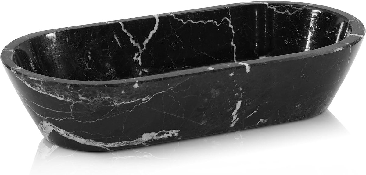 Schalen, 25,4 cm, zwart, handgemaakt, voor keukentafeldecoratie, ideale ovale schaal, kaarsenschaal en snoepschaal voor de entreetafel