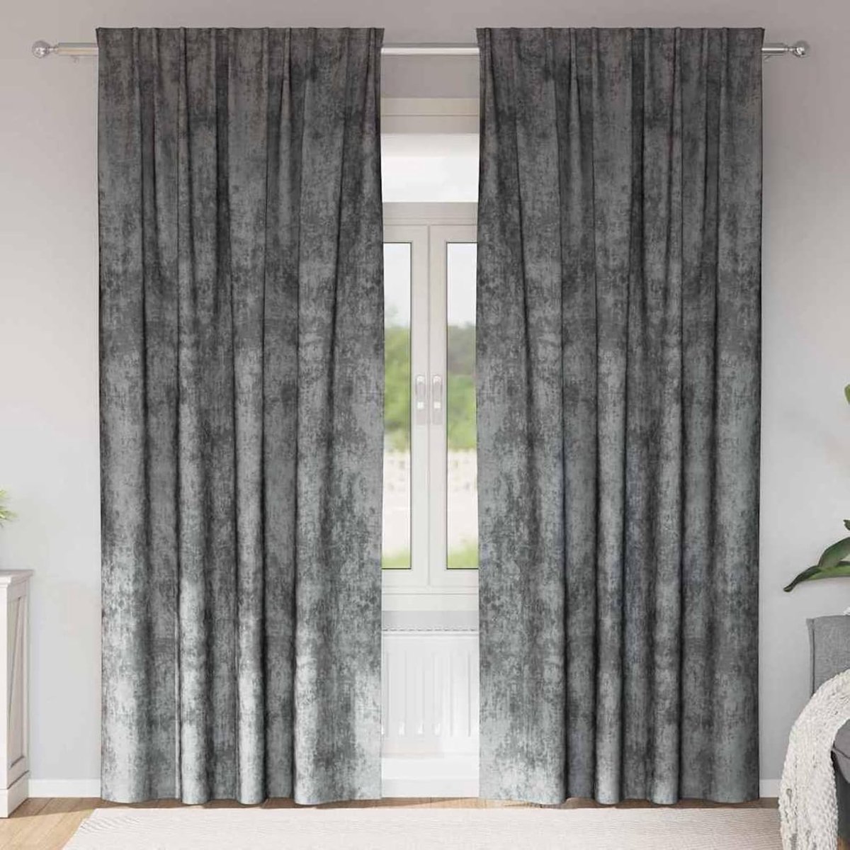Fluwelen gordijnen, 2 stuks, met ogen, grijs, 245 x 140 cm, gordijnen, verduisteringsgordijn, thermogordijn voor slaapkamer, 4107691