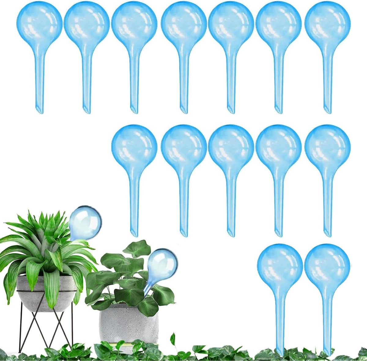 14 stuks kleine plantengietballen, automatische irrigatieballen, 13 x 5 cm, irrigatieballen, pvc-irrigatieballen voor potplanten, kamerplanten, hangplanten en buitentuinen