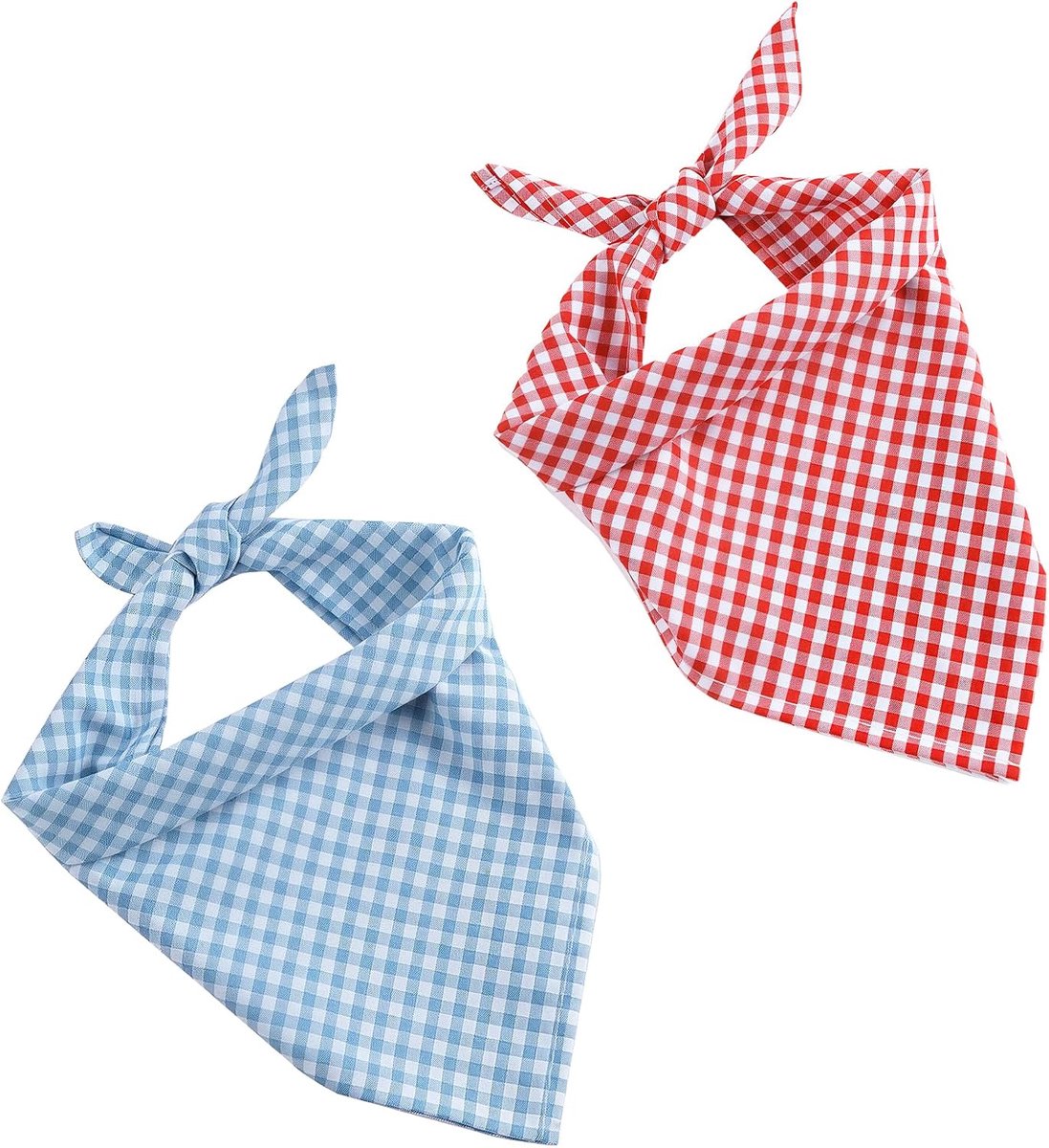 2-delige sjaalset, Accessoires voor dames en heren, Traditioneel geruit ontwerp, 50×50cm katoenen bandana voor dagelijks gebruik en festivals
