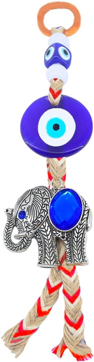 Amulet om op te hangen aan de muur, Turks oog, boze oog, voor geluk en bescherming thuis (olifant met Turks oog)