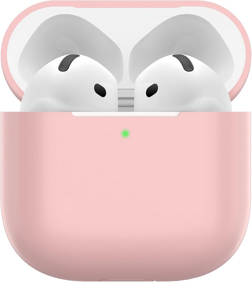 Hoes voor Airpods 4, dun beschermend Silicone Case voor AirPods 4th 2024 (USB-C) Skin Front LED zichtbaar siliconen hoesje, Roze