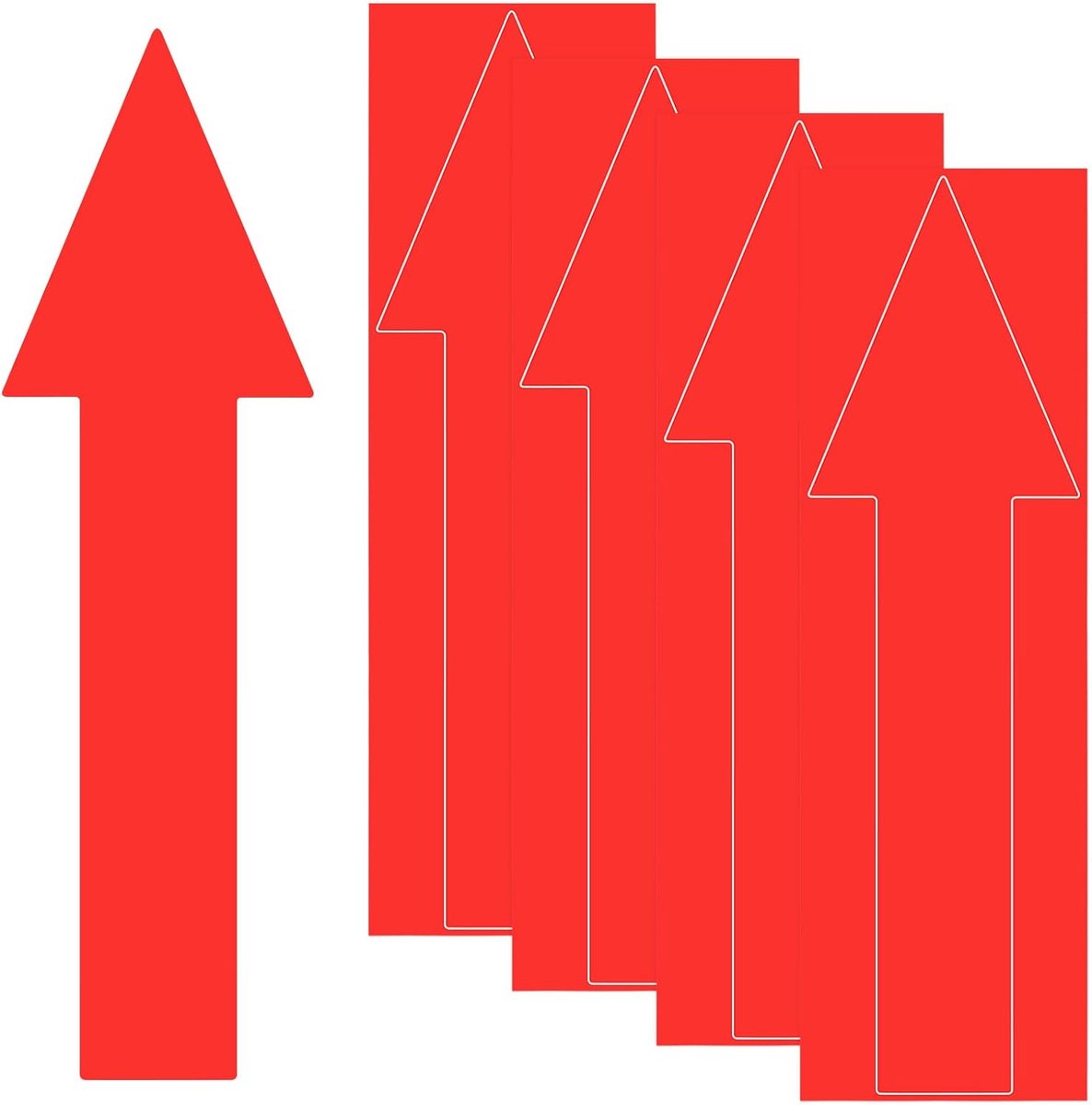 4 stuks pijlstickers, 300 x 90 mm, pvc, waterdicht, zelfklevend, richtingspijlen, verwijderbaar, directionele vloerstickers, stickers voor muurmarkering/verkeersbord [rood]