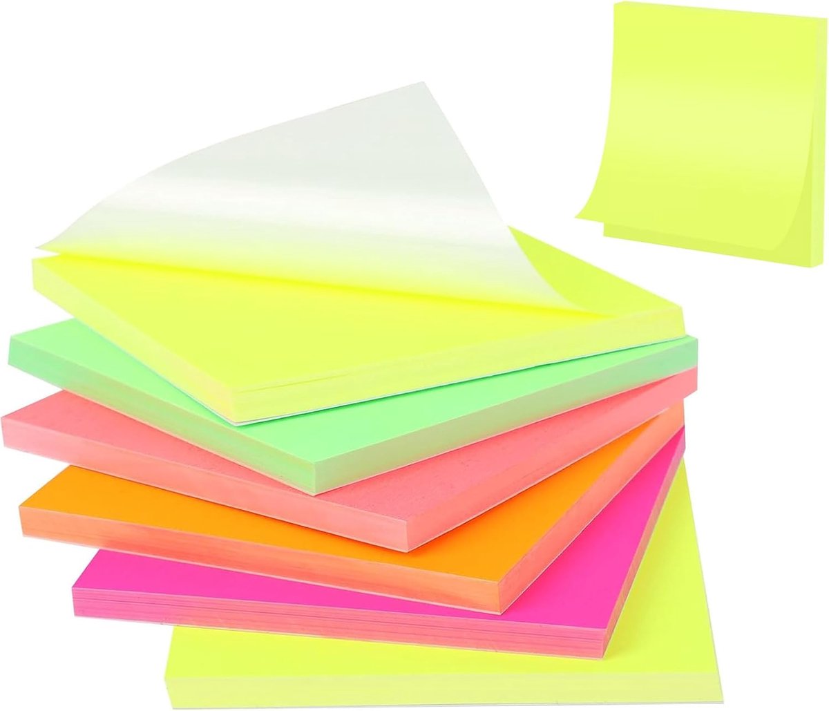 Zelfklevende notitieblaadjes, 76 x 76 mm, zelfklevende notitieblaadjes, kleurrijke zelfklevende magnetische sticky notes voor school, kantoor, thuis