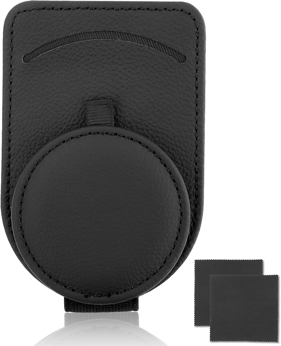 Brilhouder voor autozonneklep, autozonnebrilhouder, leren multifunctionele opbergclip, zonnebrilhouder, vizieraccessoires, kaartenclip, met 2 brillenpoetsdoeken