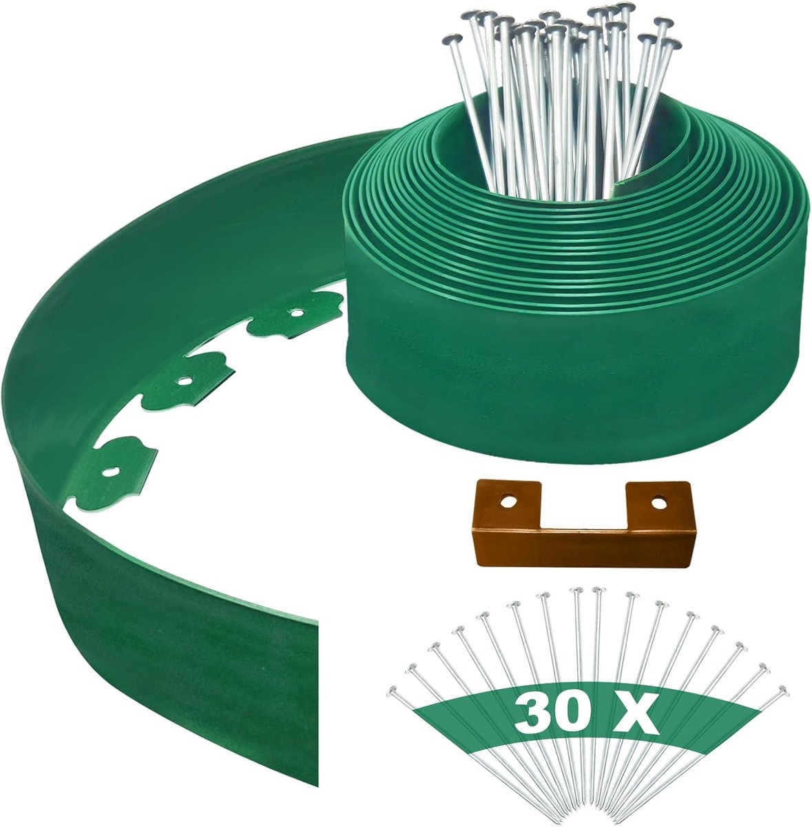 Tuinrand, 10 cm, hoogte 10 m, lengte randset voor tuin, buiten, met 30 stalen punten, 3 mm dikte