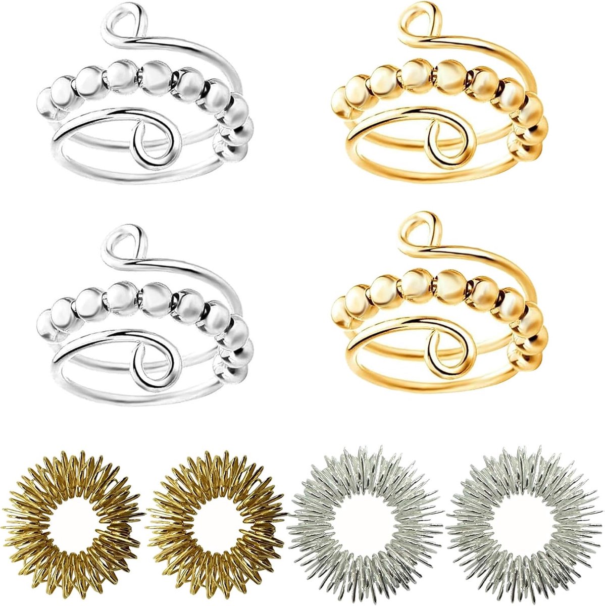 Ringen, anti-stress speelgoed, acupressuurringen met kralen, vingermassageringen, stemmingsring voor het verlichten van angst