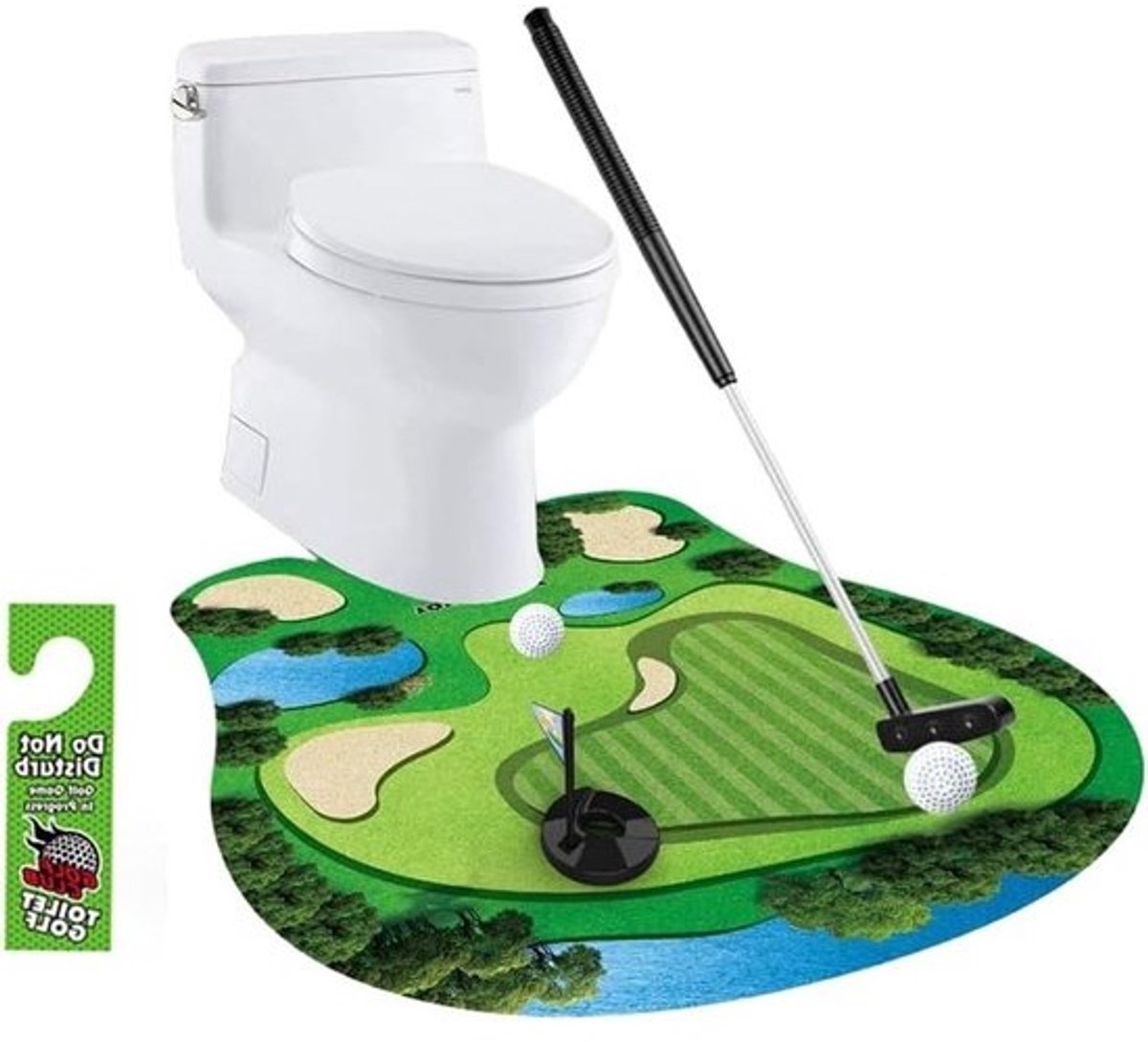 Mini Golf Cadeauset voor Mannen - Inclusief Putting Mat, Golfballen en Deurhanger voor Badkamerplezier