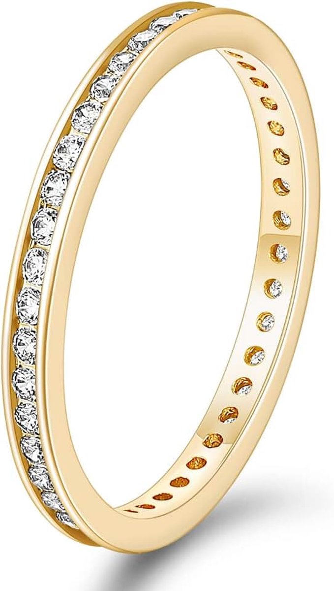 Eternity Ring voor dames, zirkonia, voorsteekring, smalle eeuwigheidsringen, verlovingsringen, trouwringen, memoire-ringen, 2,5 mm