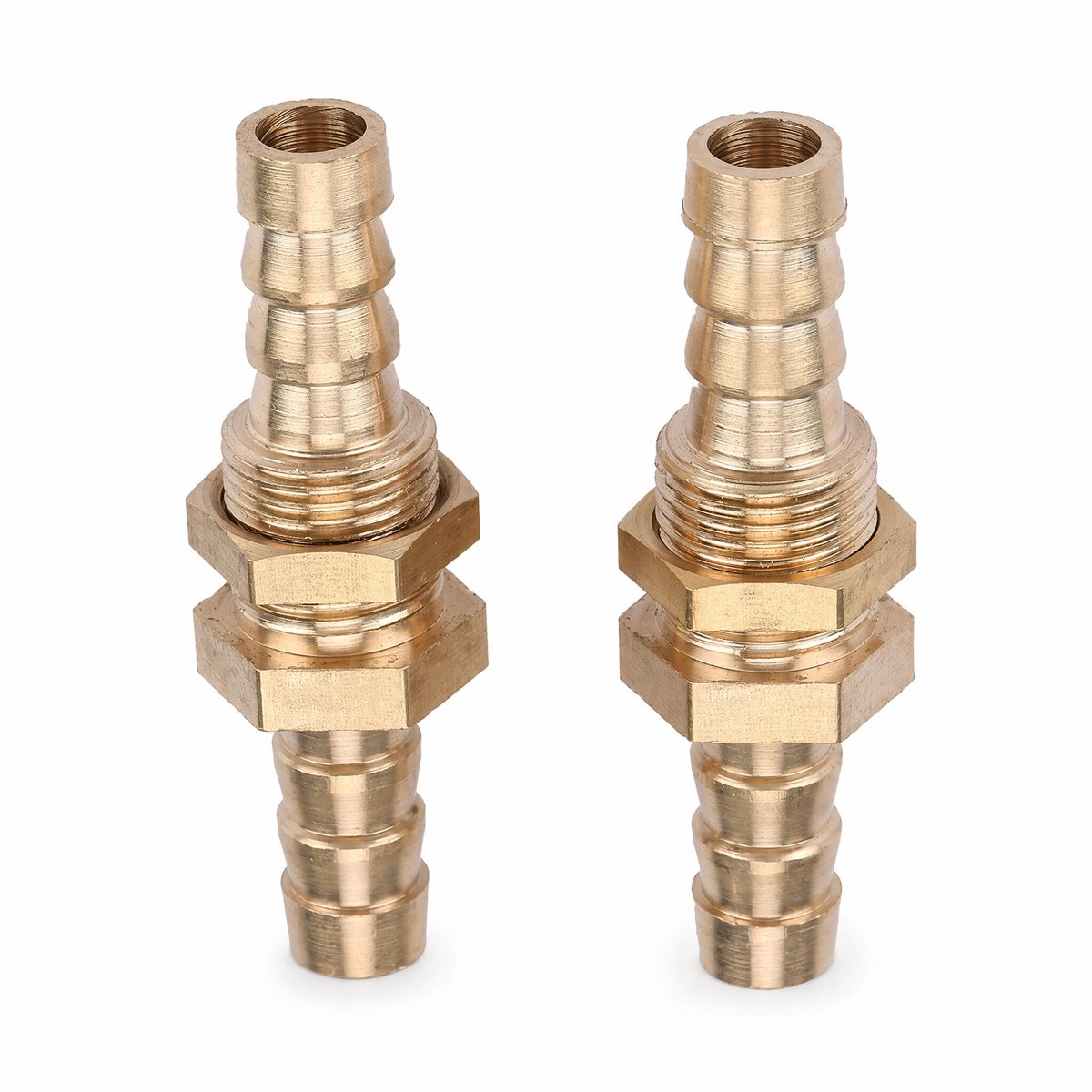 Schotpijpfitting, 2 stuks slangpilaar Messing schotpijpfitting koppeling Connectoradapter schotkoppeling Korte ankerkoppeling, messing brandstofleidingslangpilaar Schot tankfitting(10mm)