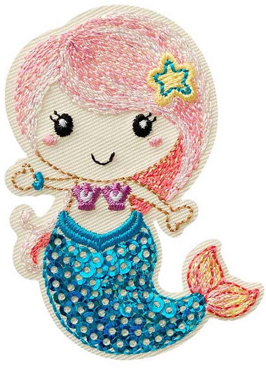 Quick 10432 zeemeerminpaillettenapplicatie, patch strijkplaatje, glitter nixe