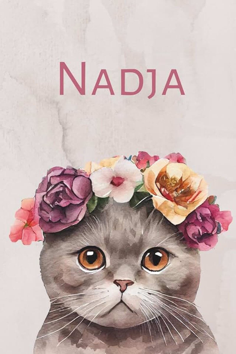 Personalisiertes Notizbuch für Frauen – Katzenmotiv – Name Nadja– 110 linierte Seiten: Süßes Notizbuch für Katzenliebhaberinnen – Ideal für Notizen, kreative Ideen und Planungen
