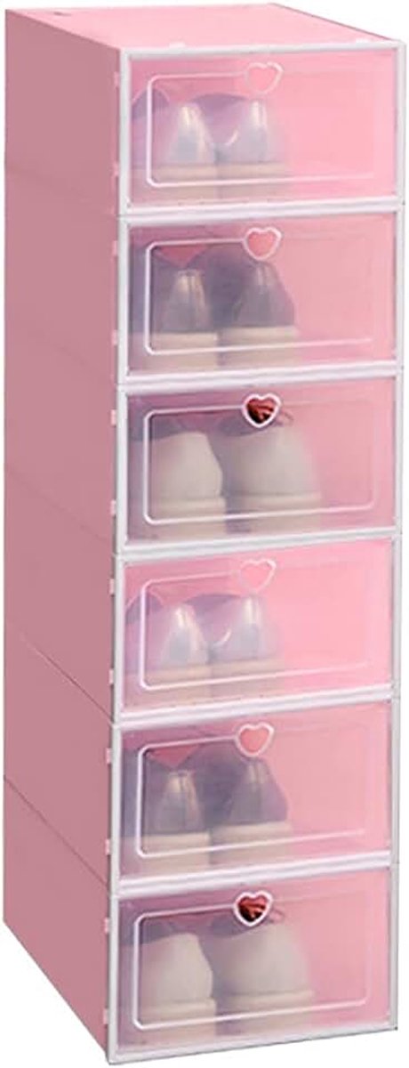 Schoenendoos opslag schoenendik verdikte stofdichte schoenen organizer box gesuperponed combinatie schoen variging Schoenopslag (Color : 6pcs Pink L)