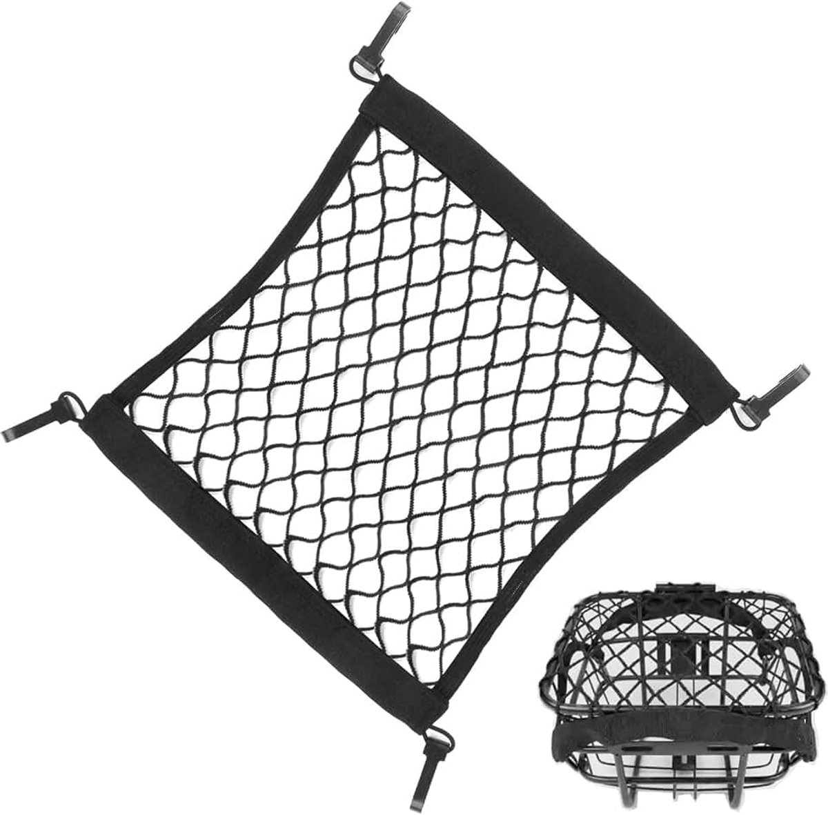 Bagagenet voor e-scooters en e-bikes, elastisch opbergnet met elastiek, 25 x 30 cm, voor helm en accessoires, nettas voor elektrische scooters en fietsen, praktische helmhouder