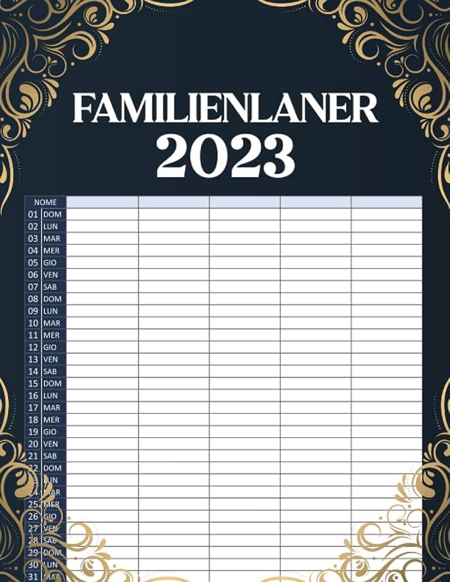 Familienplaner 2023: familienkalender 2023 5 spalten von Januar 2023 bis Dezember 2023 | Agenda 2023 für die Familie | kalender 2023 familienplaner 5 spalten
