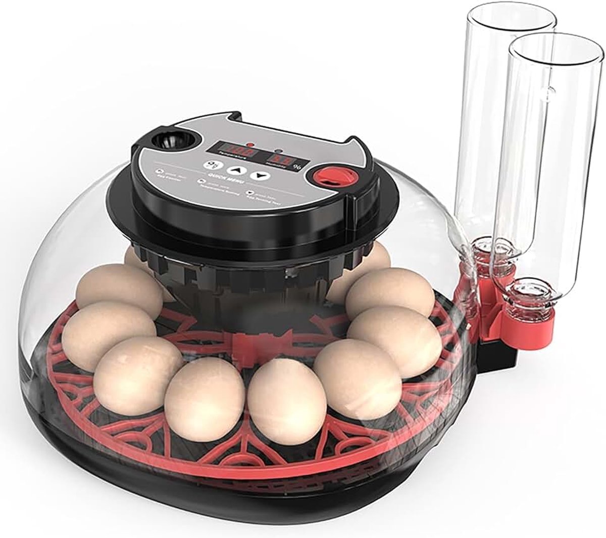 Incubator 12 eieren met watervoorziening, automatische eieromkeerder en temperatuur- en vochtigheidcontrole incubator broedmachine voor kippen, kwartels, eenden