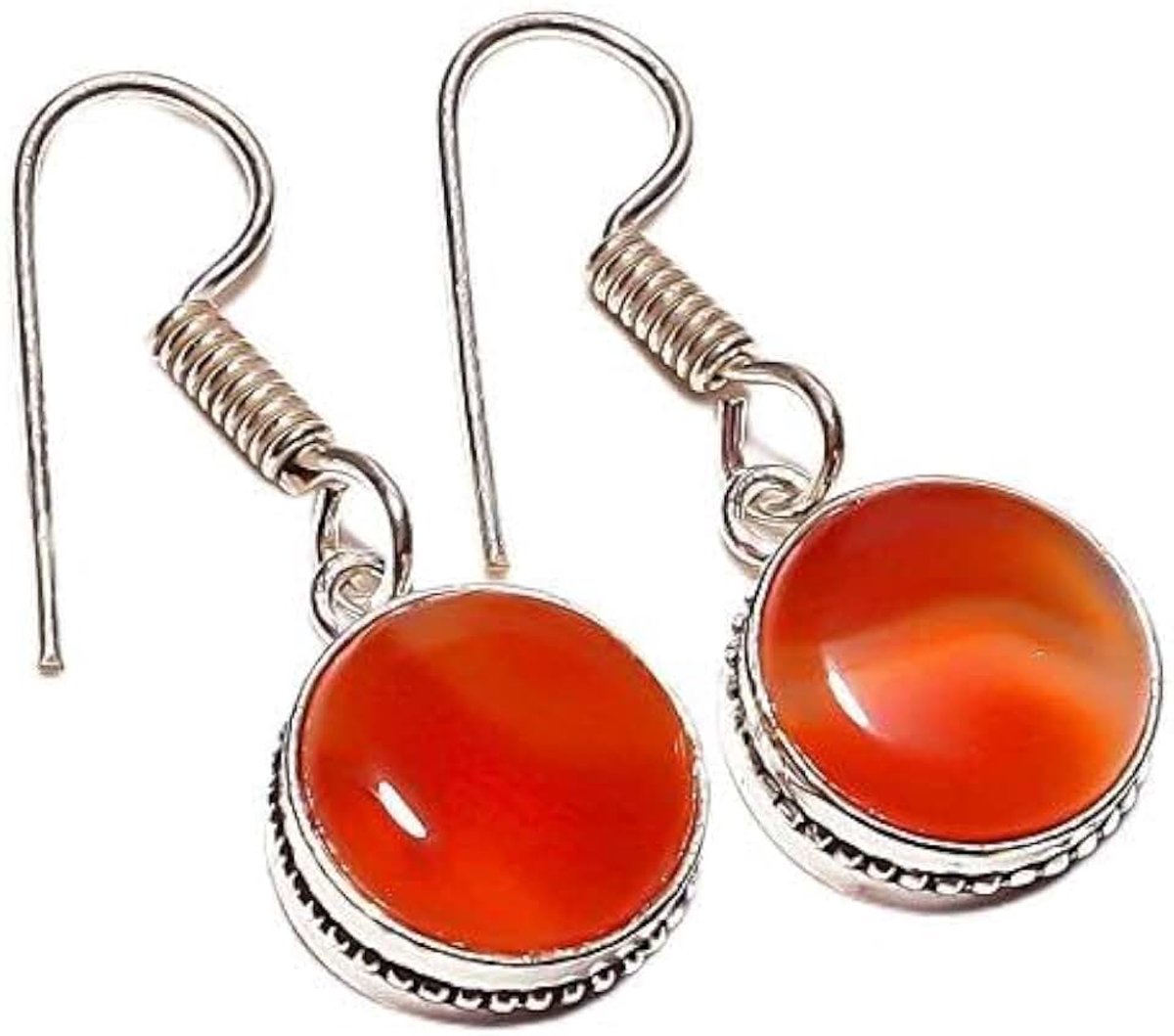Carnelian Handmade EARRING 1" Long Silver Plated! Jewelry from Kashish! All Variety Store all Occasions