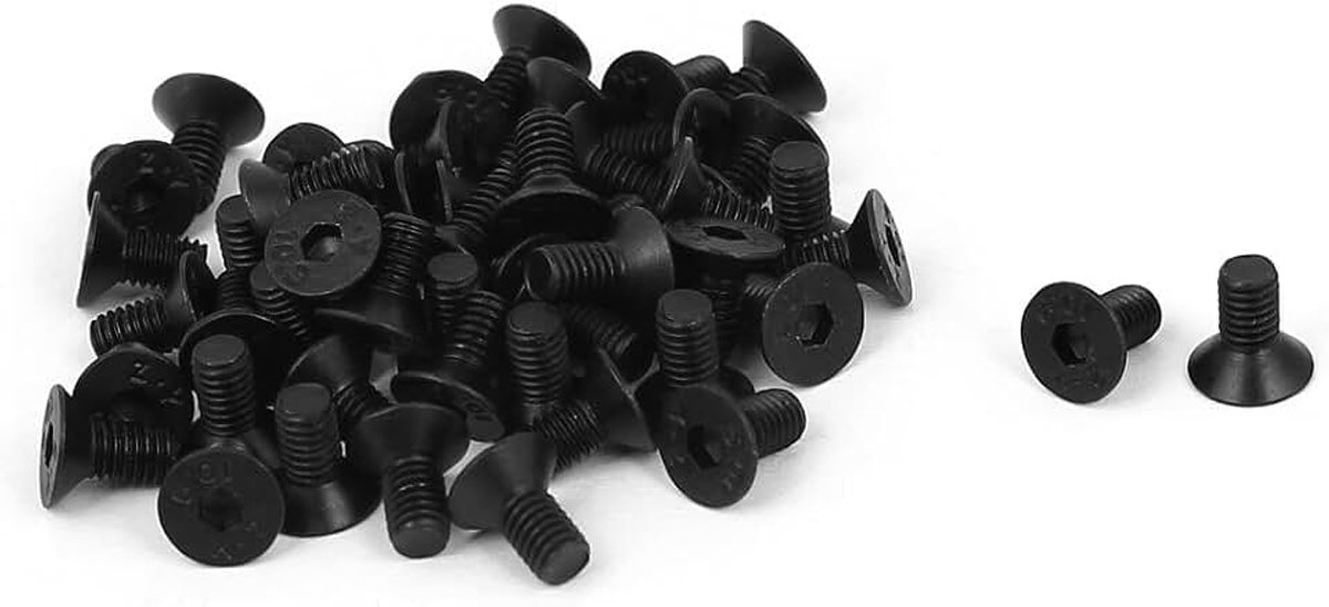 Uxcell M3x6mm 10.9 Carbon Steel Countersunk Head Hex Socket Screw (Pack of 50)
