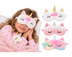 3 Stuks - Meisjes slaapmaskers kind - Reismasker Unicorn Mix